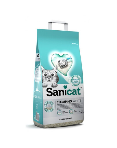 SANICAT Clumping White Unscented 10L bentonitová podstielka pre mačky