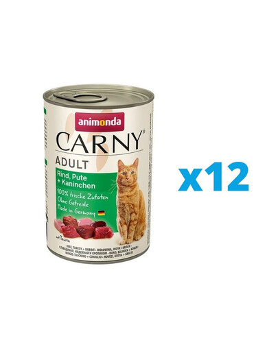 ANIMONDA Carny Adult hovädzie, morčacie a králik 12 x 400 g