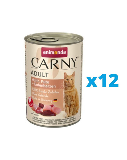 ANIMONDA Carny Adult kuracie, morčacie a kačacie srdcia 12 x 400 g