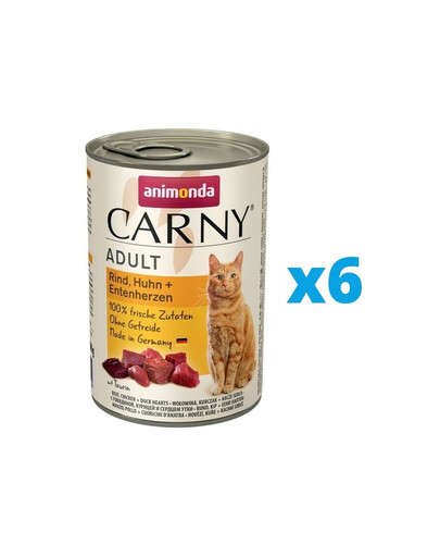 ANIMONDA Carny hovädzie, kuracie a kačacie srdcia 6 x 400 g