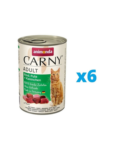 ANIMONDA Carny Adult Morčacie, hovädzie a králik  6 x 400 g