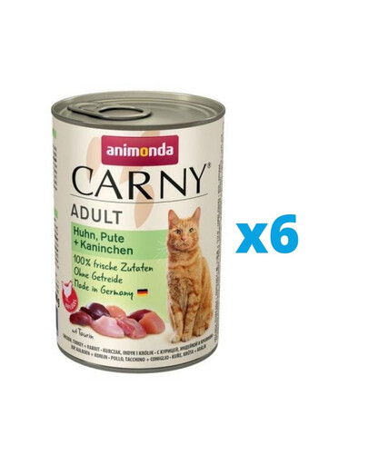 ANIMONDA Carny Adult kuracie, morčacie, králik 6 x 400 g