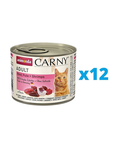 ANIMONDA Carny Adult hovädzie, morčacie s krevetami 12 x 200 g