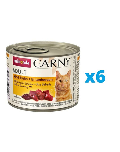 ANIMONDA Carny Adult hovädzie, kuracie a kačacie srdcia 6 x 200 g