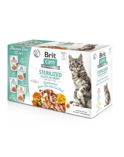 BRIT CARE Fillets in Gravy Box Pouch Sterilized 12X85g pre sterilizované mačky