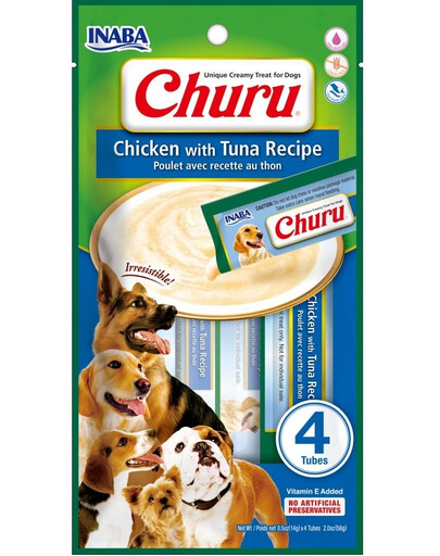 INABA Churu Chicken with tuna 4x14g kuracie mäso s tuniakom pre psov