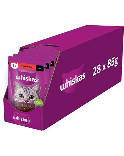 WHISKAS Adult Hovädzie v omáčke 28x85g