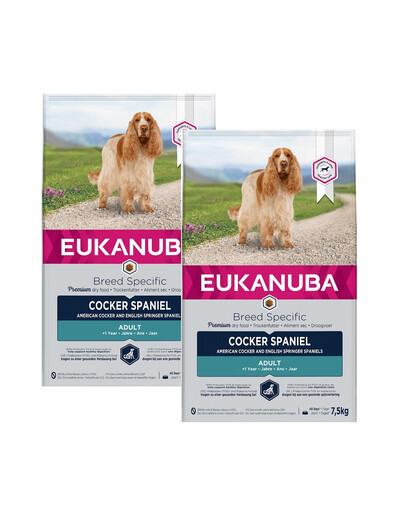 EUKANUBA Adult Breeds Specific Cocker Spaniel Granule pre psov s Kuracím mäsom 15 kg (2 x 7,5 kg)