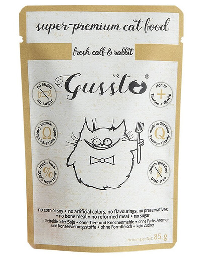 GUSSTO Cat Fresh Calf & Rabbit pre mačky jahňacie a králičie mäso 85 g