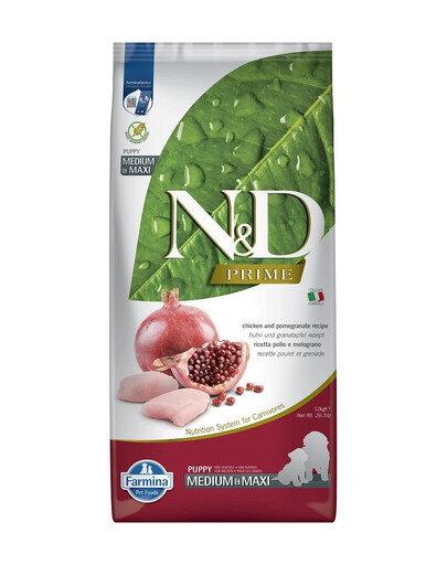 N&D Prime Dog Chicken and pomegranate puppy medium & maxi 12 kg