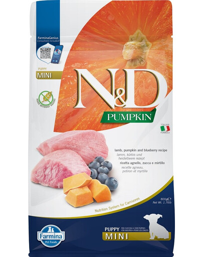 N & D Grain Free Pumpkin DOG Puppy Mini Lamb & Blueberry 800 g