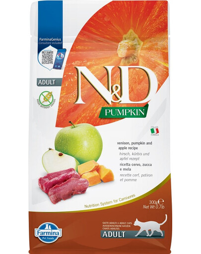 FARMINA N&D Pumpkin Adult Cat Venison&Apple 300 g jeleň, tekvica a jablko pre dospelé mačky