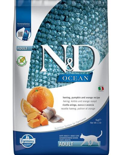 FARMINA N&D Ocean Cat adult herring, pumpkin & orange 5 kg