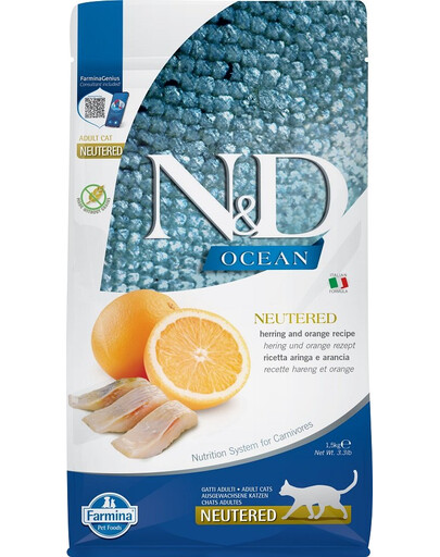 N&D Ocean Cat Neutered Adult Herring & Orange 1.5 kg