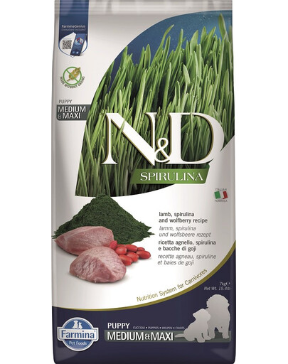 N&D Spirulina Puppy Medium&Maxi Lamb & Wolfberry 7 kg