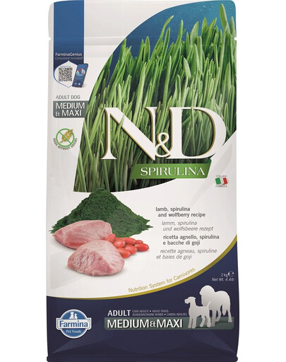 N&D Spirulina Adult Medium&Maxi Lamb & Wolfberry 2 kg