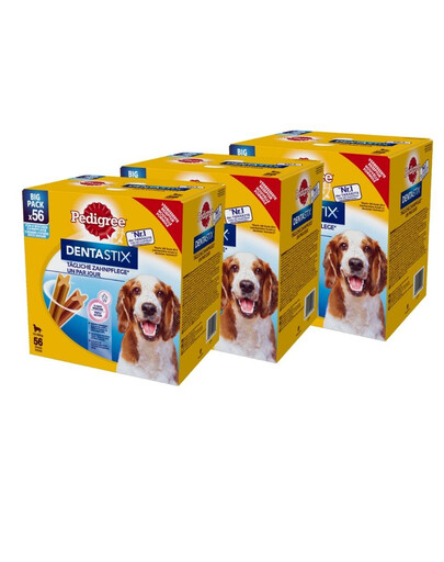 PEDIGREE Dentastix Maškrta pre psov stredné plemená 8 x 180 g 2 + 1 ZADARMO