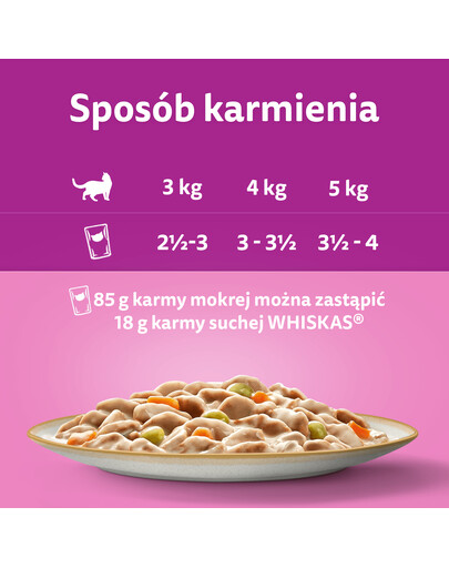 WHISKAS Adult Krémové variácie v omáčke 48x85g s kuracím mäsom a zeleninou, jahňacím a morčacím mäsom