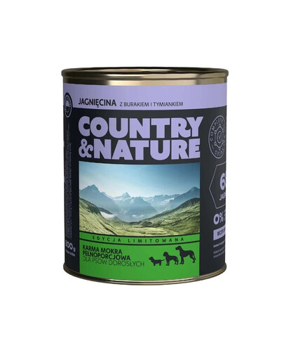 COUNTRY&NATURE Jahňacie krmivo bez obilnín 800 g