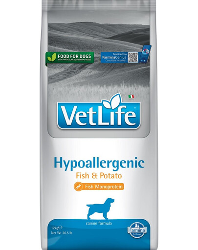 FARMINA Vet Life Hypoallergenic Fish & Potato krmivo pre psov s alergiami 12 kg