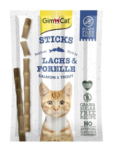 GIMCAT Sticks Salmon & Trout 10 ks Tyčinky s lososom a pstruhom