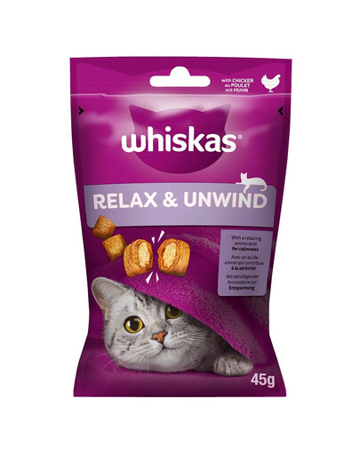 WHISKAS Relax a uvoľnenie 45 g kuracie maškrty pre mačky
