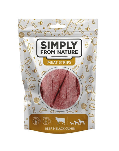 SIMPLY FROM NATURE Meat Strips Hovädzie stripsy s černuchou pre psov 80 g
