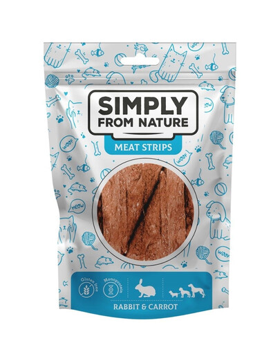 SIMPLY FROM NATURE Meat Strips Králičie stripsy s mrkvou pre psov 80 g