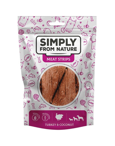 SIMPLY FROM NATURE Meat Strips Morčacie stripsy s kokosom pre psov 80 g