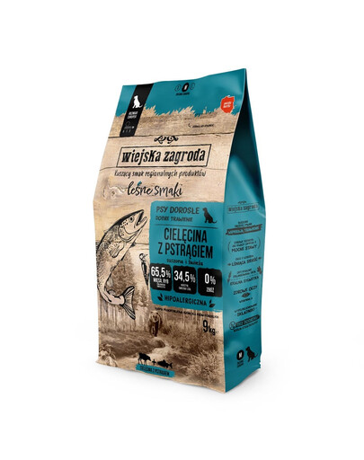 WIEJSKA ZAGRODA Lesné príchute Teľacie mäso s chrumkavým pstruhom M 9kg