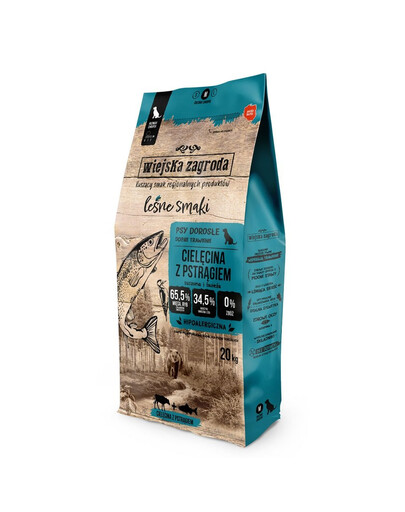 WIEJSKA ZAGRODA Lesné príchute Teľacie mäso s chrumkavým pstruhom M 20kg