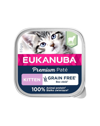 EUKANUBA Grain Free Kitten paštéta pre mačiatka Jahňacie 85 g