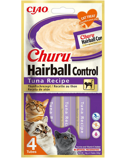 INABA Churu Hairball Tuna 4x14 g odchlpovacia pochúťka s tuniakom