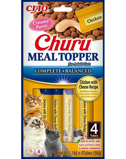 INABA Meal Topper Chicken Cheese 4x14 g krémový kurací a syrový doplnok do krmiva pre mačky