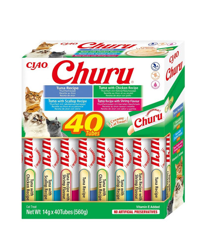 INABA Churu Variety Seafood Morské plody pre mačky multibox 40x14 g (560 g)