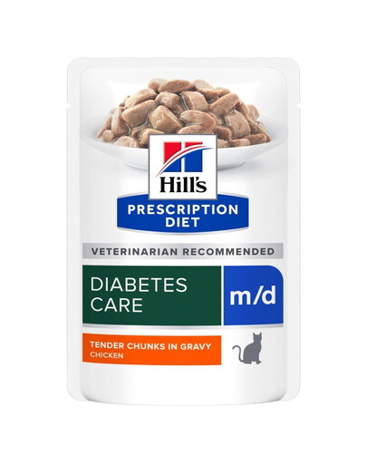 HILL'S PRESCRIPTION DIET Feline m/d diabetes + weight management s kuracím mäsom 12x85 g vo vreckách