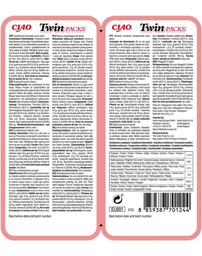 INABA Twin Tuniak s kuracím mäsom vo vývare pre mačky 2x40 g