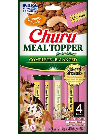 INABA Dog Meal Topper Chicken Salmon 4x14 g krémový doplnok krmiva pre psov s kuracím mäsom a lososom