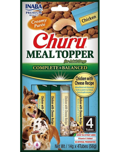 INABA Dog Meal Topper Chicken Cheese 4x14 g krémový kurací mäso so syrom ako prísada do krmiva pre psov