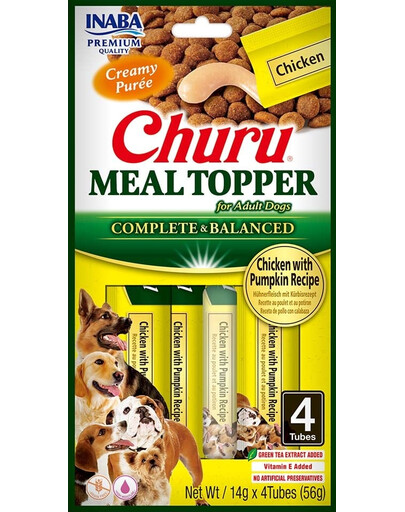INABA Dog Meal Topper Chicken Pumpkin 4x14 g krémový doplnok krmiva pre psov s kuracím mäsom a tekvicou