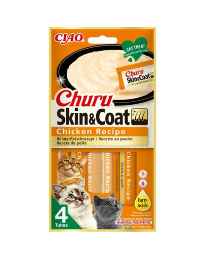 INABA Churu Skin&Coat 4x14g s kuracím mäsom pre mačku