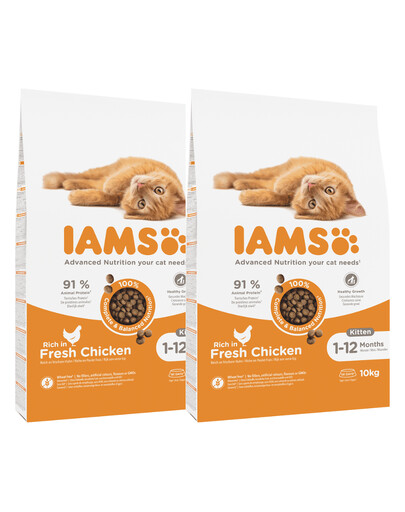 IAMS for Vitality Granule pre mačiatka s čerstvým kuracím mäsom 20 kg (2 x 10 kg)