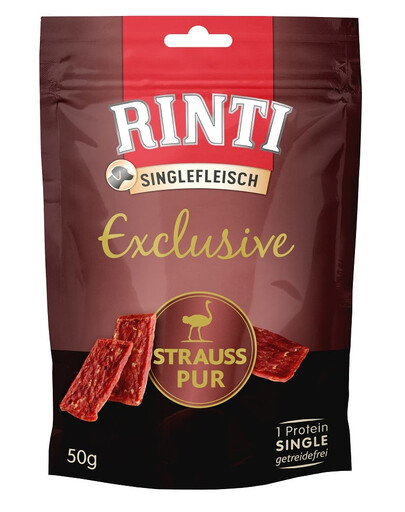 RINTI Singlefleisch Exclusive Snack Pštrosia pochúťka so pštrosom pre psov 50 g