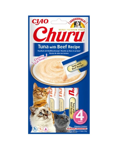 INABA Churu Tuna with beef recipe 4x14g tuniak s hovädzím mäsom pre mačku