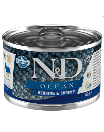 FARMINA N&D Ocean Dog Sleď, krevety 140 g sleďa a krevety