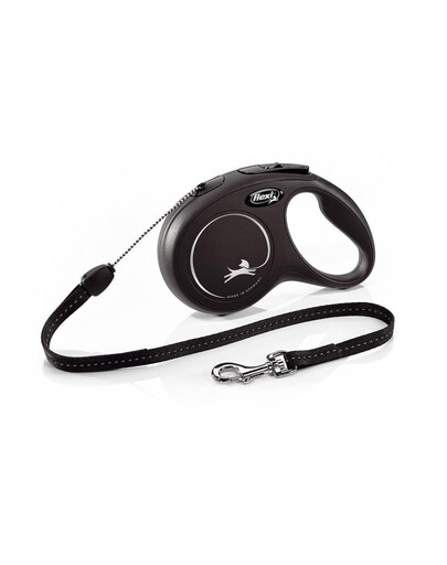 FLEXI Vodítko New Classic lanko 8 m. čierne. do 12 kg