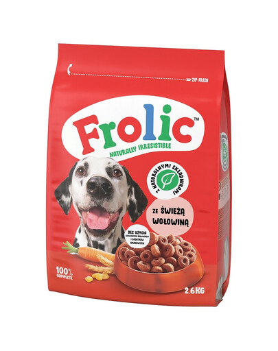 FROLIC Naturally Irresistible 2,6 kg Krmivo pre psov s čerstvým hovädzím mäsom