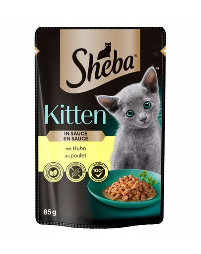 SHEBA Kitten 85g s kuracím mäsom v omáčke pre mačiatka