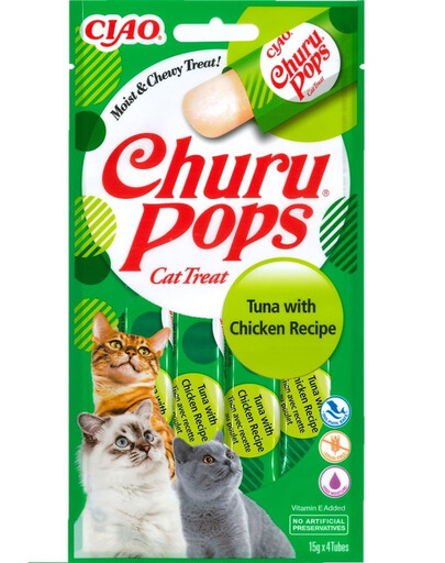 INABA Churu Pops Tuna & Chicken 4x15g s tuniakom a kuracím mäsom pre mačky