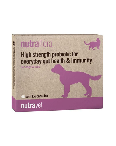 NUTRAVET Nutraflora 48 kapsúl probiotikum podporujúce črevá a imunitu psov a mačiek